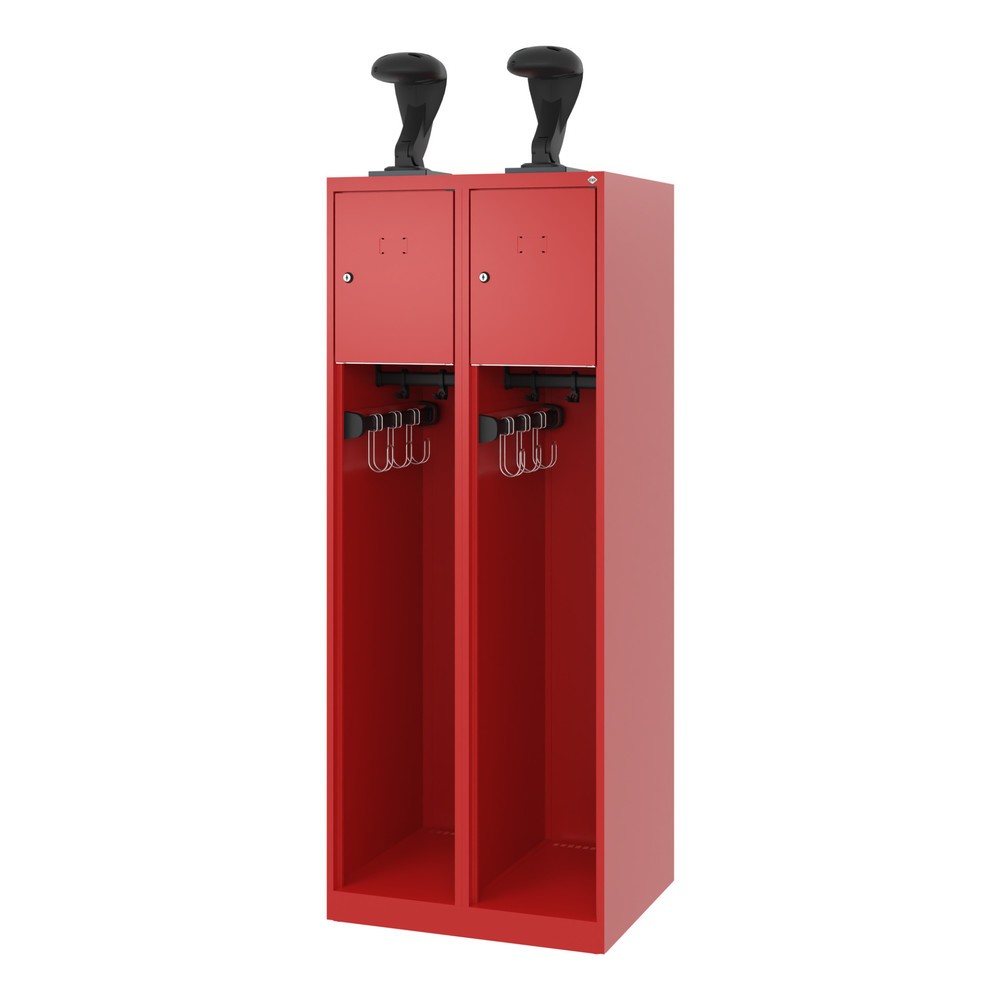 Numéro de l'image du produit 5: C+P Vestiaire pompier YOUNGSTER, patins, 2 compartiments, HxlxP 1 530 x 600 x 500 mm, rouge feu, avec support de casque
