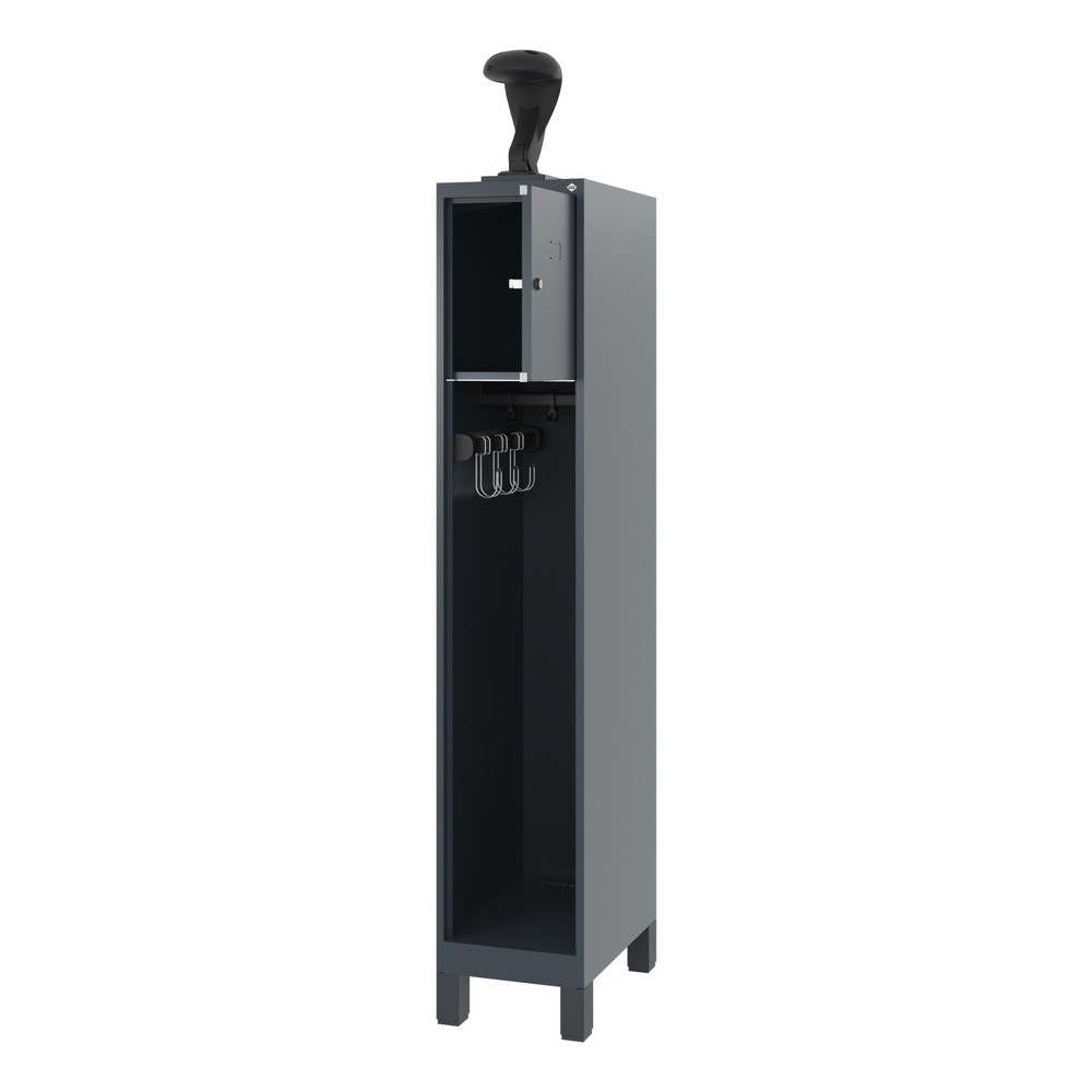 Numéro de l'image du produit 1: C+P Vestiaire pompier YOUNGSTER, pieds, 1 compartiment, HxlxP 1 530 x 300 x 500 mm, gris anthracite, avec support de casque