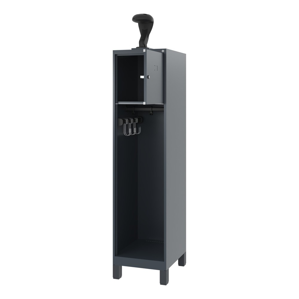Numéro de l'image du produit 1: C+P Vestiaire pompier YOUNGSTER, pieds, 1 compartiment, HxlxP 1 530 x 400 x 500 mm, gris anthracite, avec support de casque