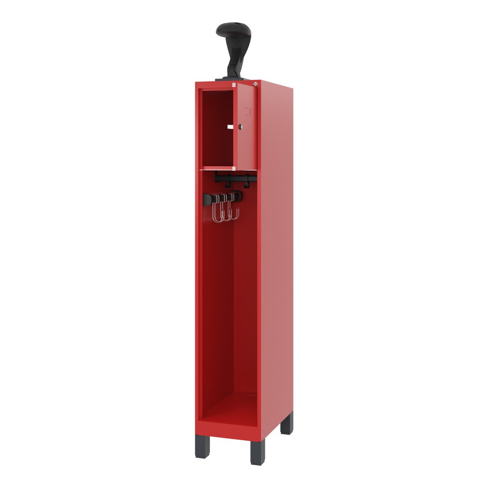 Numéro de l'image du produit 1: C+P Vestiaire pompier YOUNGSTER, pieds, 1 compartiment, HxlxP 1 530 x 300 x 500 mm, rouge feu, avec support de casque