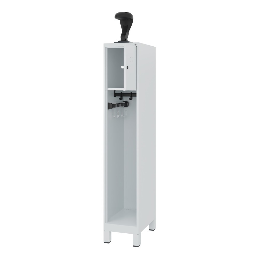 Numéro de l'image du produit 1: C+P Vestiaire pompier YOUNGSTER, pieds, 1 compartiments, HxlxP 1 530 x 300 x 500 mm, gris clair, avec support de casque