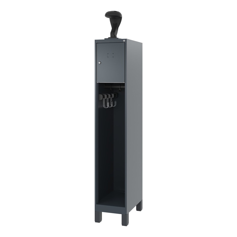 Numéro de l'image du produit 5: C+P Vestiaire pompier YOUNGSTER, pieds, 1 compartiment, HxlxP 1 530 x 300 x 500 mm, gris anthracite, avec support de casque