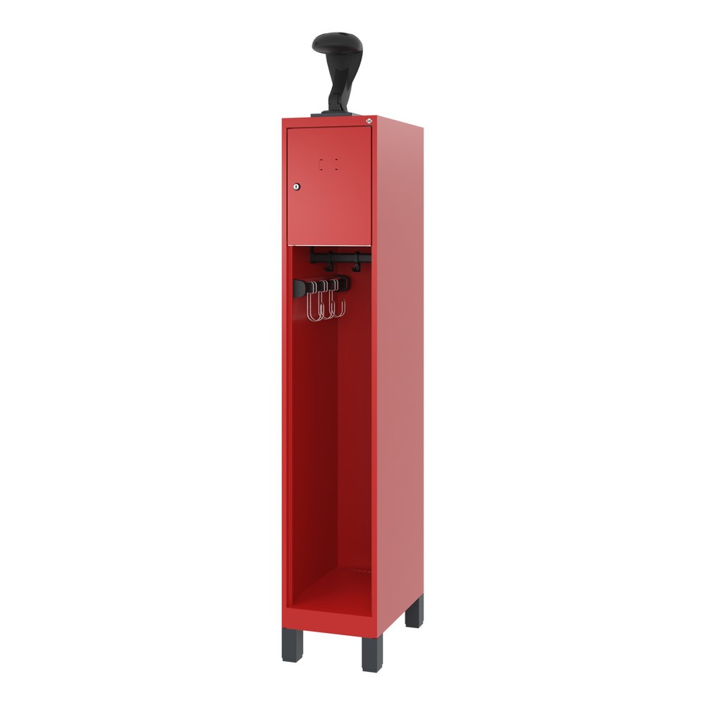 Numéro de l'image du produit 5: C+P Vestiaire pompier YOUNGSTER, pieds, 1 compartiment, HxlxP 1 530 x 300 x 500 mm, rouge feu, avec support de casque