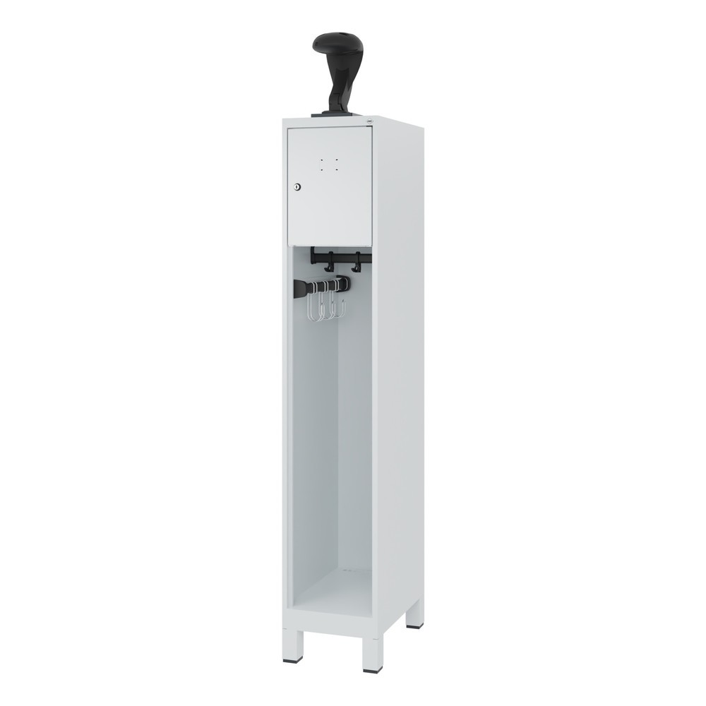 Numéro de l'image du produit 5: C+P Vestiaire pompier YOUNGSTER, pieds, 1 compartiments, HxlxP 1 530 x 300 x 500 mm, gris clair, avec support de casque