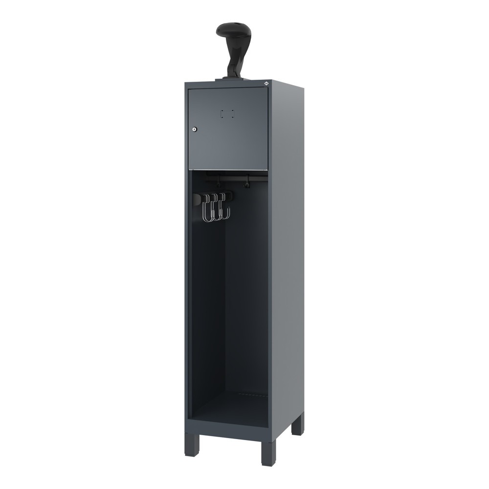 Numéro de l'image du produit 5: C+P Vestiaire pompier YOUNGSTER, pieds, 1 compartiment, HxlxP 1 530 x 400 x 500 mm, gris anthracite, avec support de casque