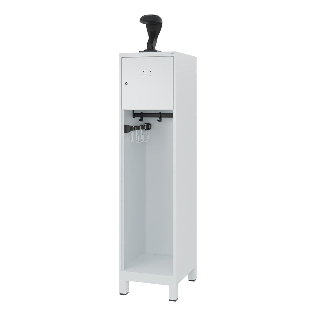 N° de l'image du produit 5 : C+P Vestiaire pompier YOUNGSTER, pieds, 1 compartiments, HxlxP 1 530 x 400 x 500 mm, gris clair, avec support de casque