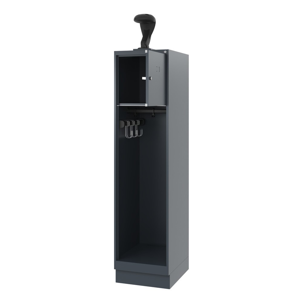 Numéro de l'image du produit 1: C+P Vestiaire pompier YOUNGSTER, socle, 1 compartiment, HxlxP 1 530 x 400 x 500 mm, gris anthracite, avec support de casque