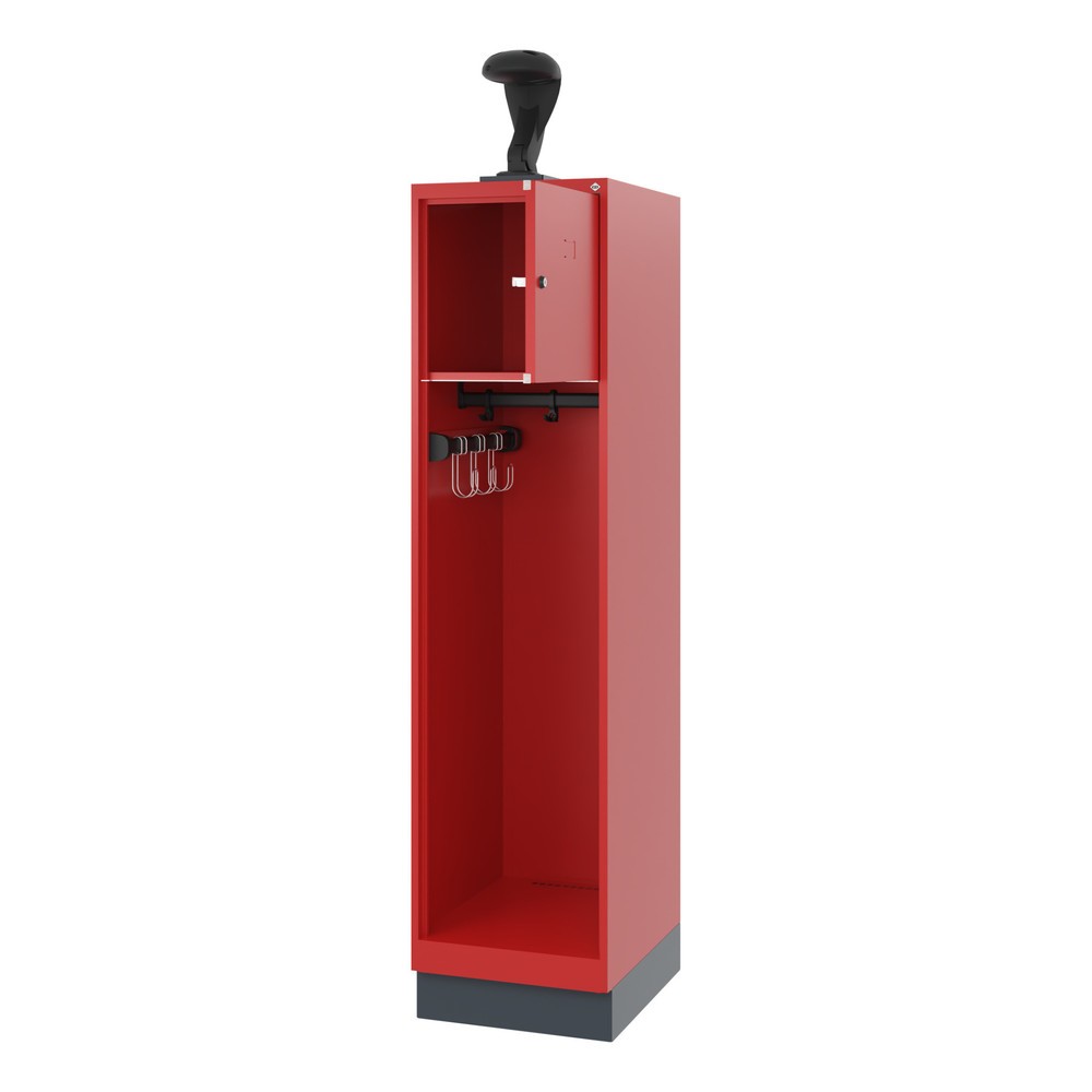 Numéro de l'image du produit 1: C+P Vestiaire pompier YOUNGSTER, socle, 1 compartiment, HxlxP 1 530 x 400 x 500 mm, rouge feu, avec support de casque