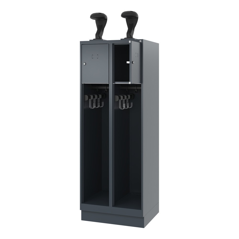 Numéro de l'image du produit 1: C+P Vestiaire pompier YOUNGSTER, socle, 2 compartiments, HxlxP 1 530 x 600 x 500 mm, gris anthracite, avec support de casque