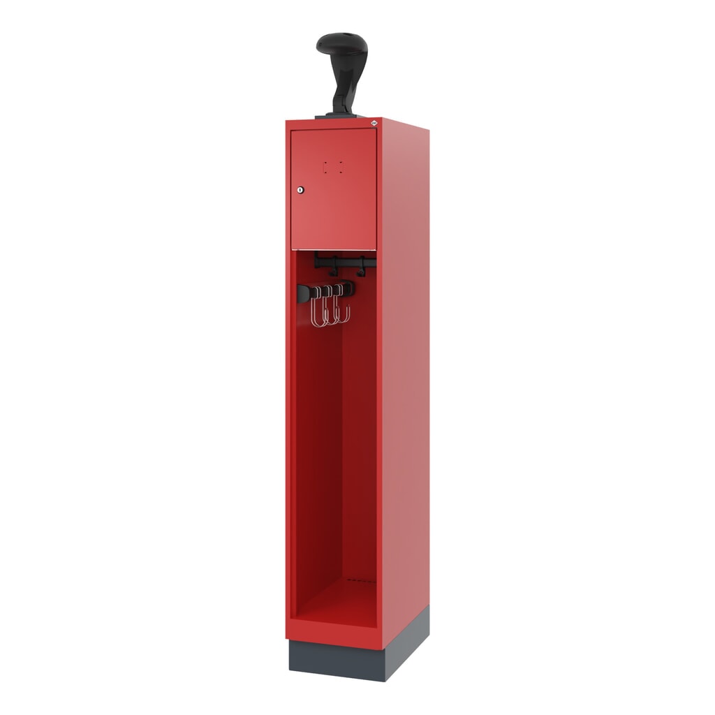 N° de l'image du produit 5 : C+P Vestiaire pompier YOUNGSTER, socle, 1 compartiment, HxlxP 1 530 x 300 x 500 mm, rouge feu, avec support de casque