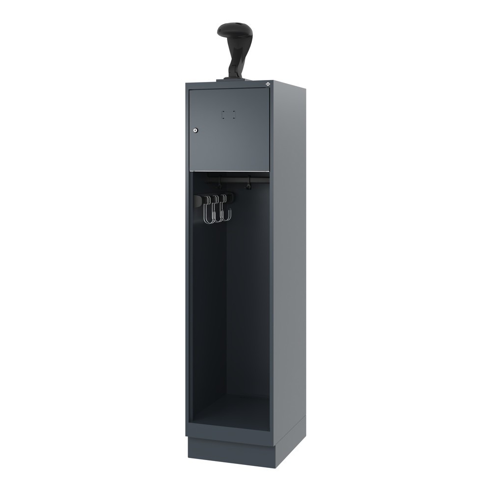 Numéro de l'image du produit 5: C+P Vestiaire pompier YOUNGSTER, socle, 1 compartiment, HxlxP 1 530 x 400 x 500 mm, gris anthracite, avec support de casque