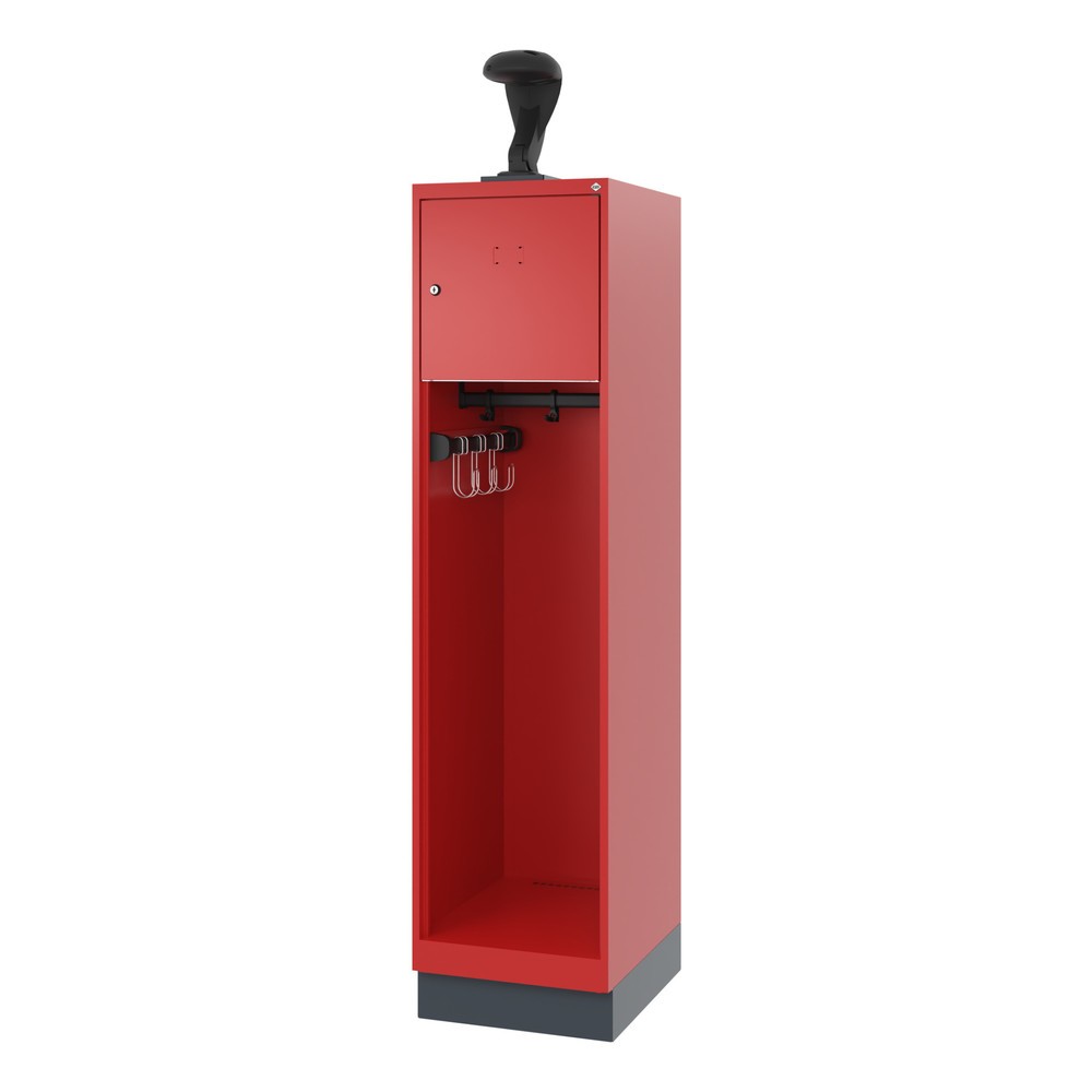 Numéro de l'image du produit 5: C+P Vestiaire pompier YOUNGSTER, socle, 1 compartiment, HxlxP 1 530 x 400 x 500 mm, rouge feu, avec support de casque