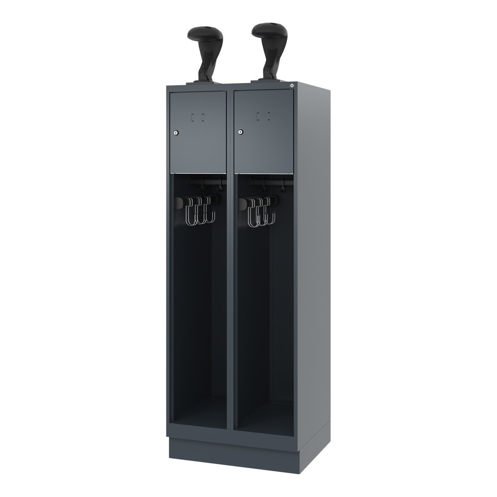 Numéro de l'image du produit 5: C+P Vestiaire pompier YOUNGSTER, socle, 2 compartiments, HxlxP 1 530 x 600 x 500 mm, gris anthracite, avec support de casque