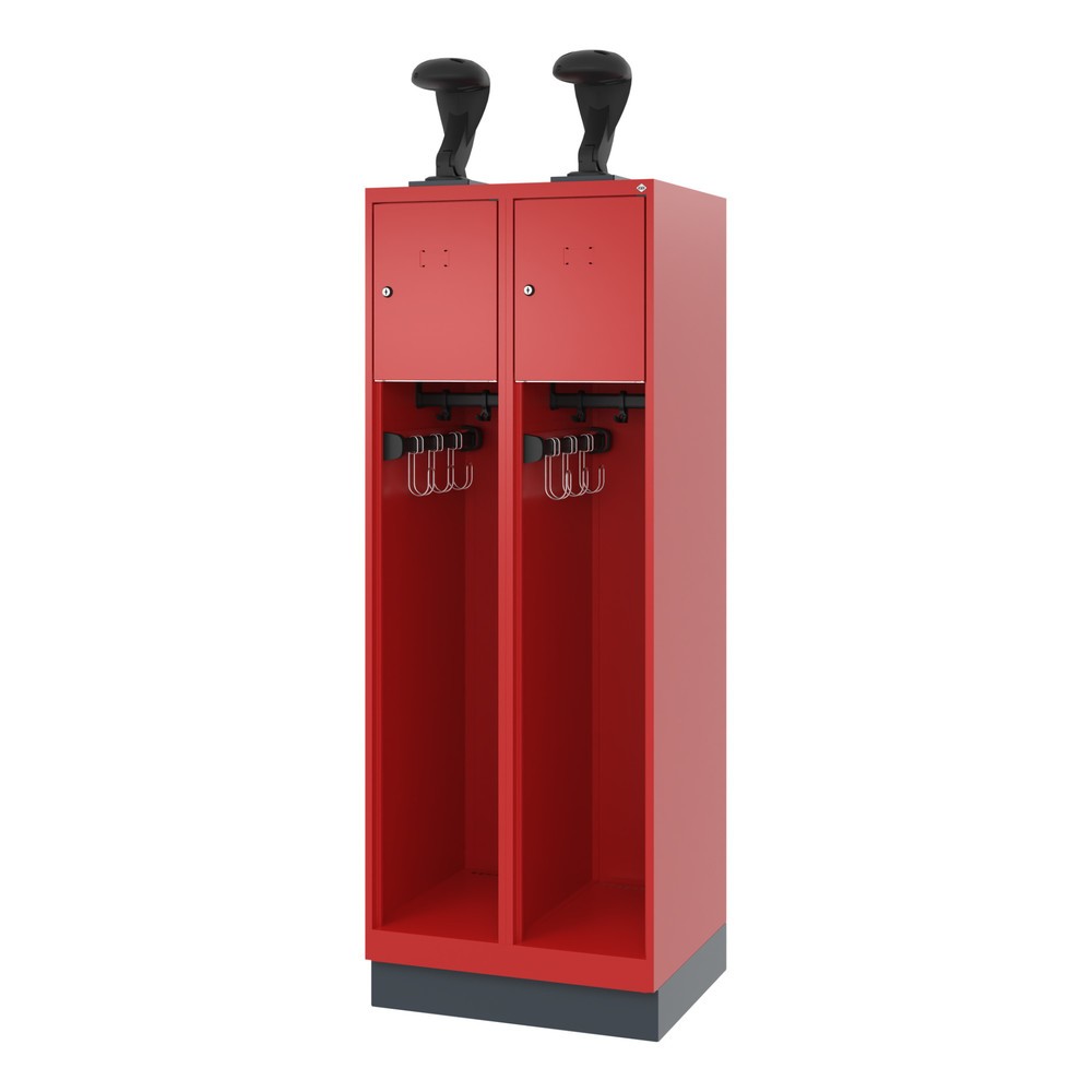 Numéro de l'image du produit 5: C+P Vestiaire pompier YOUNGSTER, socle, 2 compartiments, HxlxP 1 530 x 600 x 500 mm, rouge feu, avec support de casque