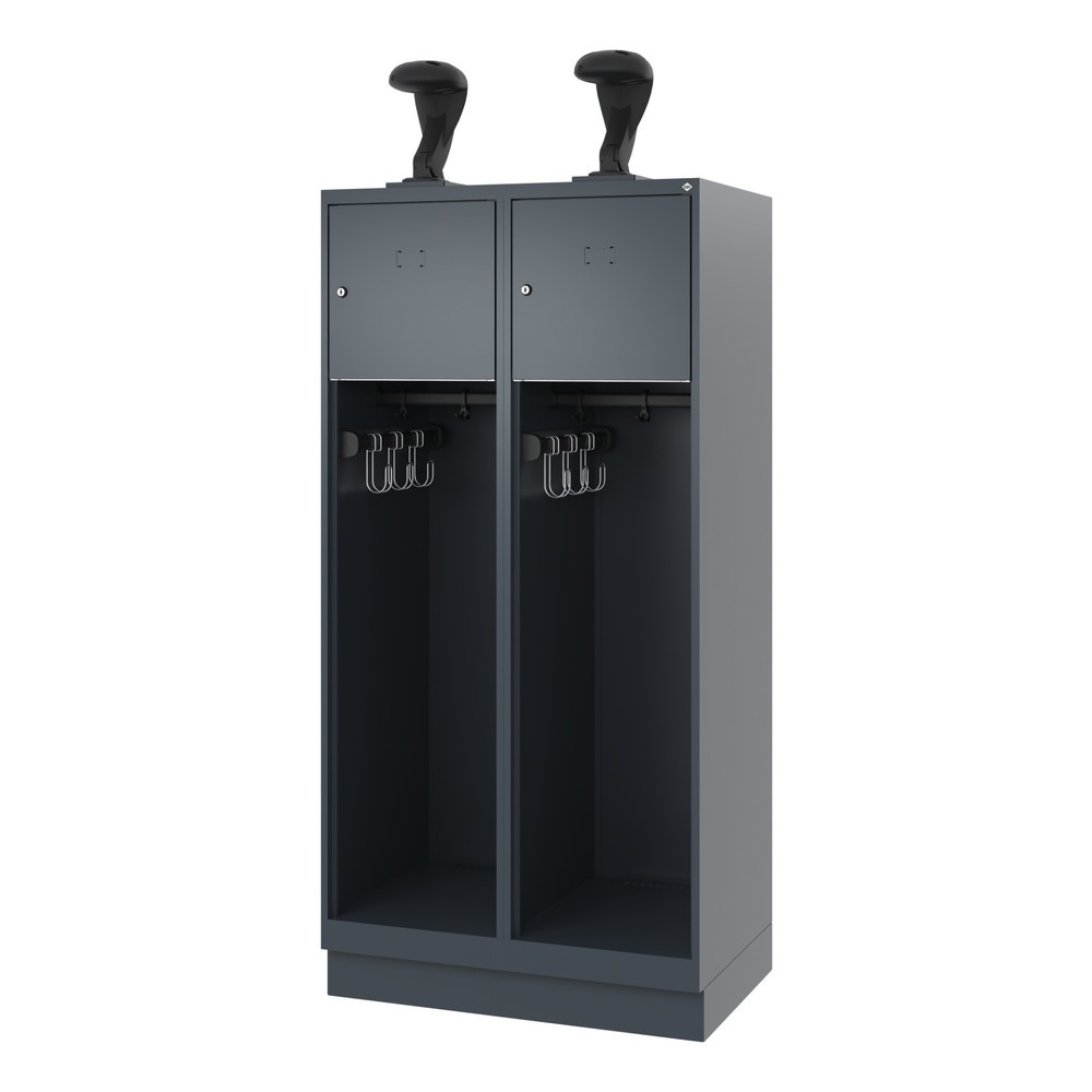 Numéro de l'image du produit 5: C+P Vestiaire pompier YOUNGSTER, socle, 2 compartiments, HxlxP 1 530 x 800 x 500 mm, gris anthracite, avec support de casque