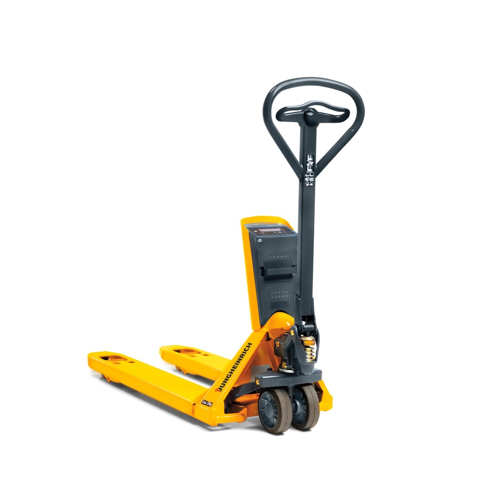 N° de l'image du produit 6 : Transpalette Jungheinrich avec balance AMW 22p avec affichage confort, capacité de charge 2 200 kg, caoutchouc plein/polyuréthane, galets tandem