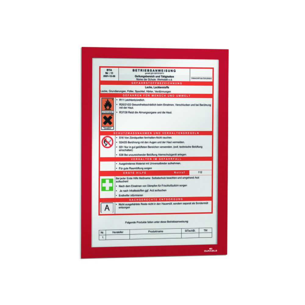 Numéro de l'image du produit 9: Cadre d’information DURABLE DURAFRAME®, autocollant, DIN A4, rouge