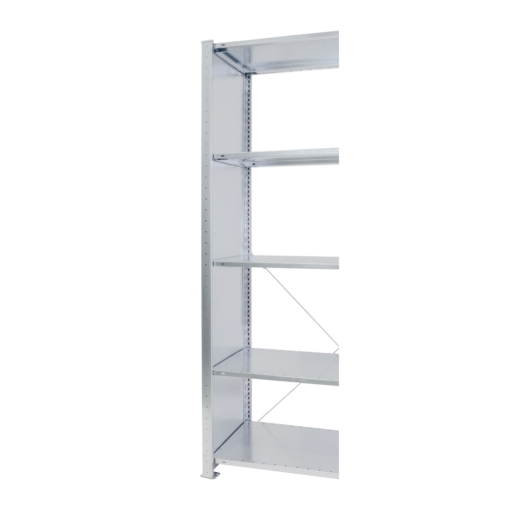 Cadre en tôle pleine à profilé en T MULTIplus pour rayonnage à tablettes SCHULTE, galvanisé, prémonté, hxP 2 500 x 400 mm N° de l'image du produit 2 : Cadre en tôle pleine à profilé en T MULTIplus pour rayonnage à tablettes SCHULTE, galvanisé, prémonté, hxP 2 500 x 400 mm