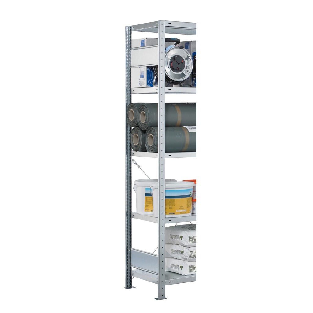 N° de l'image du produit 2 : Cadre profilé en T MULTIplus pour rayonnage à tablettes SCHULTE, galvanisé, prémonté, 2 traverses de profondeur, HxP 2 000 x 400 mm