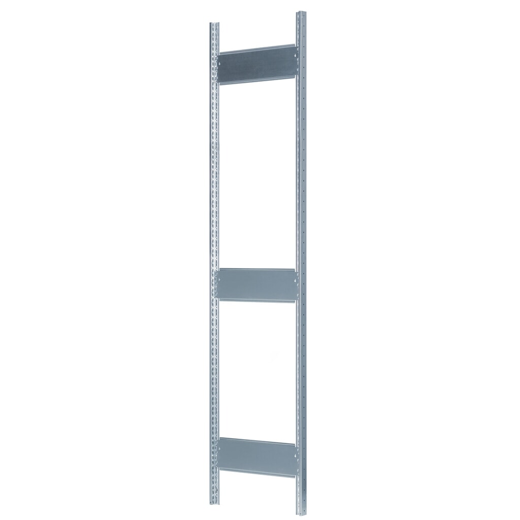 Cadre profilé en T MULTIplus pour rayonnage à tablettes SCHULTE, galvanisé, prémonté, 3 traverses de profondeur, HxP 2.500 x 600 mm Illustration du produit: Cadre profilé en T MULTIplus pour rayonnage à tablettes SCHULTE, galvanisé, prémonté, 3 traverses de profondeur, HxP 2.500 x 600 mm