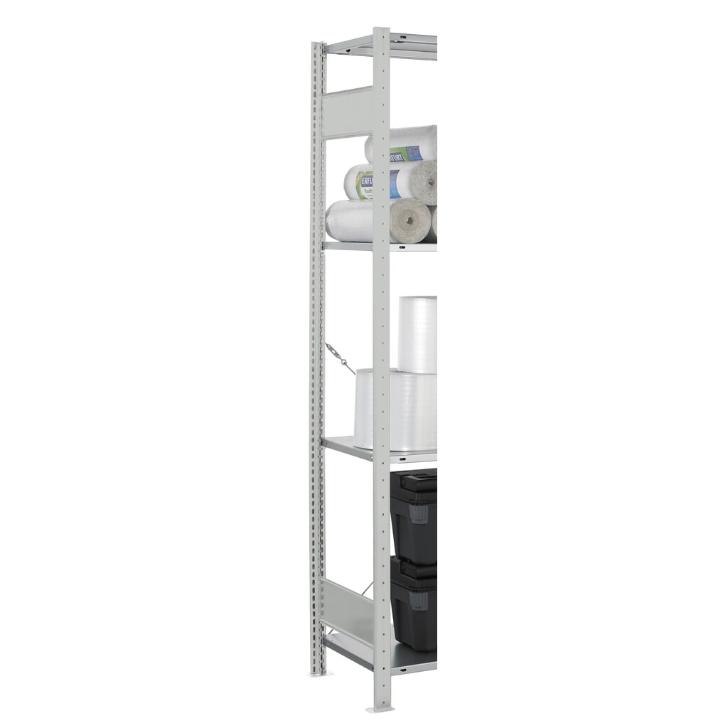 N° de l'image du produit 2 : Cadre profilé en T MULTIplus pour rayonnage à tablettes SCHULTE, gris clair, prémonté, 2 traverses de profondeur, HxP 2 000 x 400 mm