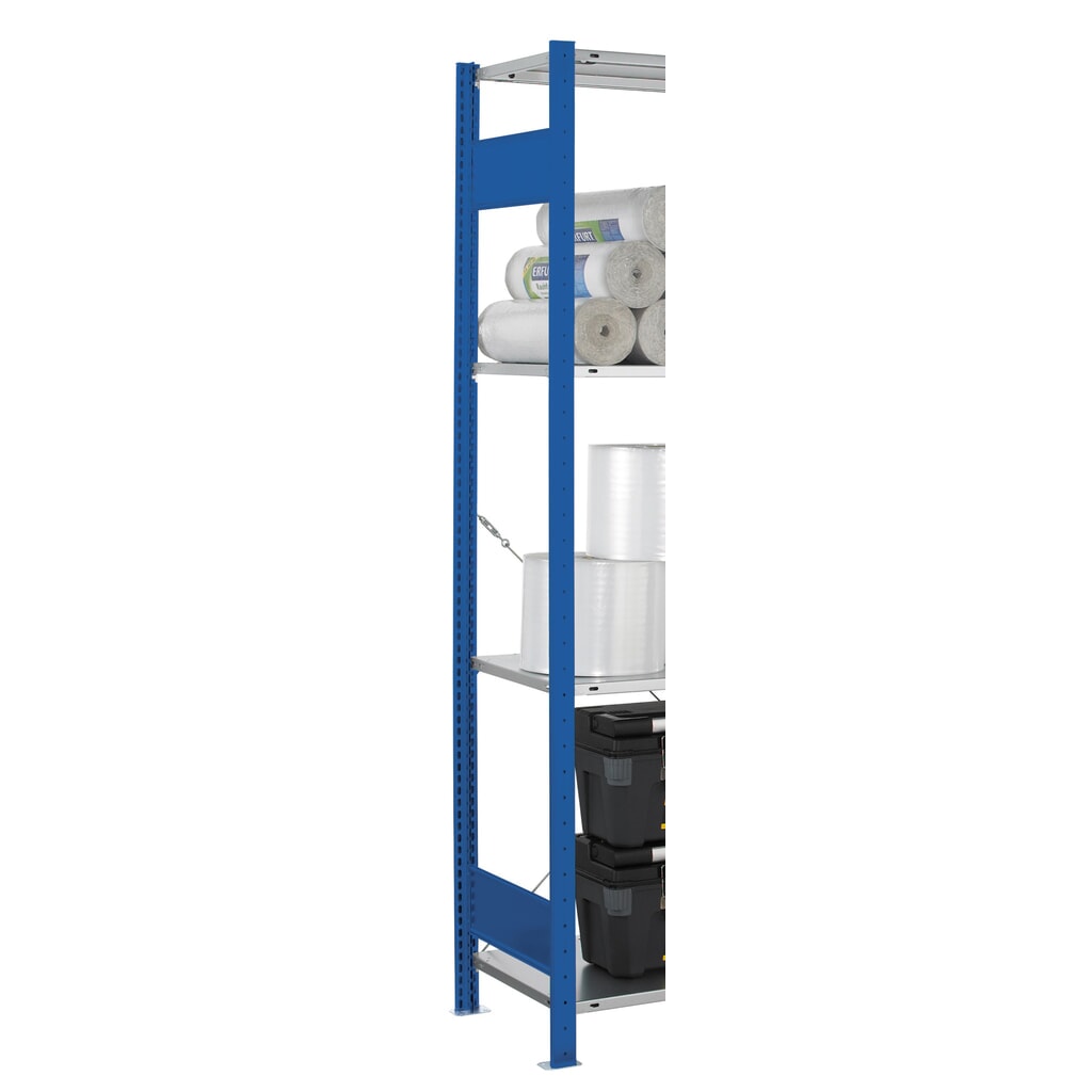 N° de l'image du produit 2 : Cadre profilé en T MULTIplus pour rayonnage à tablettes SCHULTE, bleu gentiane, prémonté, 2 traverses de profondeur, HxP 2 000 x 500 mm