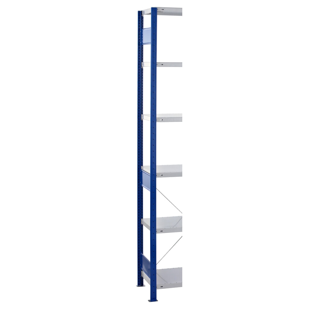 Cadre profilé en T MULTIplus pour rayonnage à tablettes SCHULTE, bleu gentiane, prémonté, 3 traverses de profondeur, HxP 2 500 x 300 mm N° de l'image du produit 2 : Cadre profilé en T MULTIplus pour rayonnage à tablettes SCHULTE, bleu gentiane, prémonté, 3 traverses de profondeur, HxP 2 500 x 300 mm