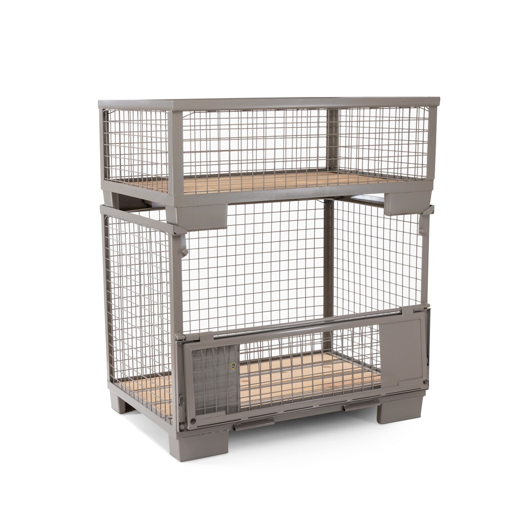 Caisse grillagée industrielle HEMMDAL avec 4 parois fixes, H x l x P 500 x 1 240 x 835 mm, gris pierre N° de l'image du produit 2 : Caisse grillagée industrielle HEMMDAL avec 4 parois fixes, H x l x P 500 x 1 240 x 835 mm, gris pierre