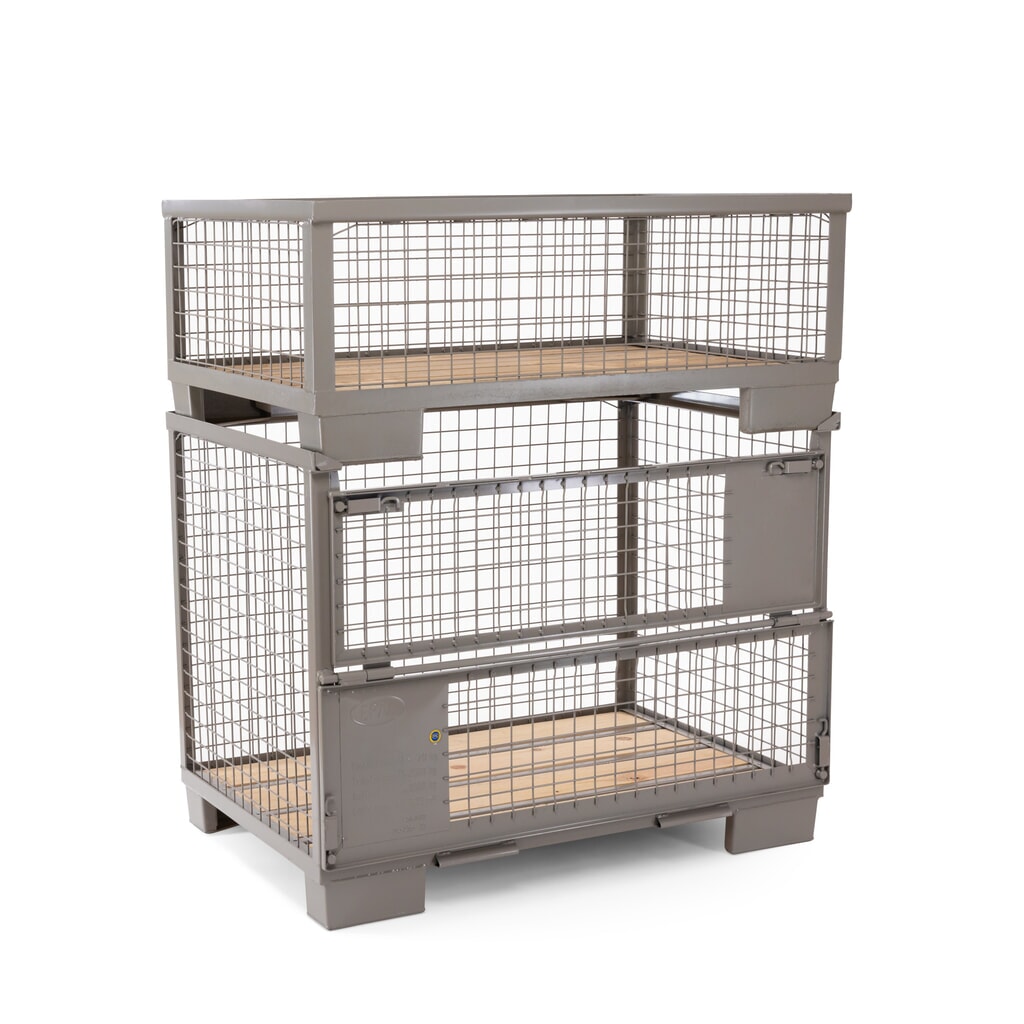 Caisse grillagée industrielle HEMMDAL avec 4 parois fixes, H x l x P 500 x 1 240 x 835 mm, gris pierre N° de l'image du produit 3 : Caisse grillagée industrielle HEMMDAL avec 4 parois fixes, H x l x P 500 x 1 240 x 835 mm, gris pierre