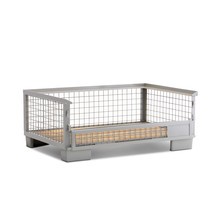 N° de l'image du produit 4 : Caisse grillagée industrielle HEMMDAL avec paroi longitudinale semi-rabattable, H x l x P 500 x 1&nbsp;240 x 835&nbsp;mm, gris pierre