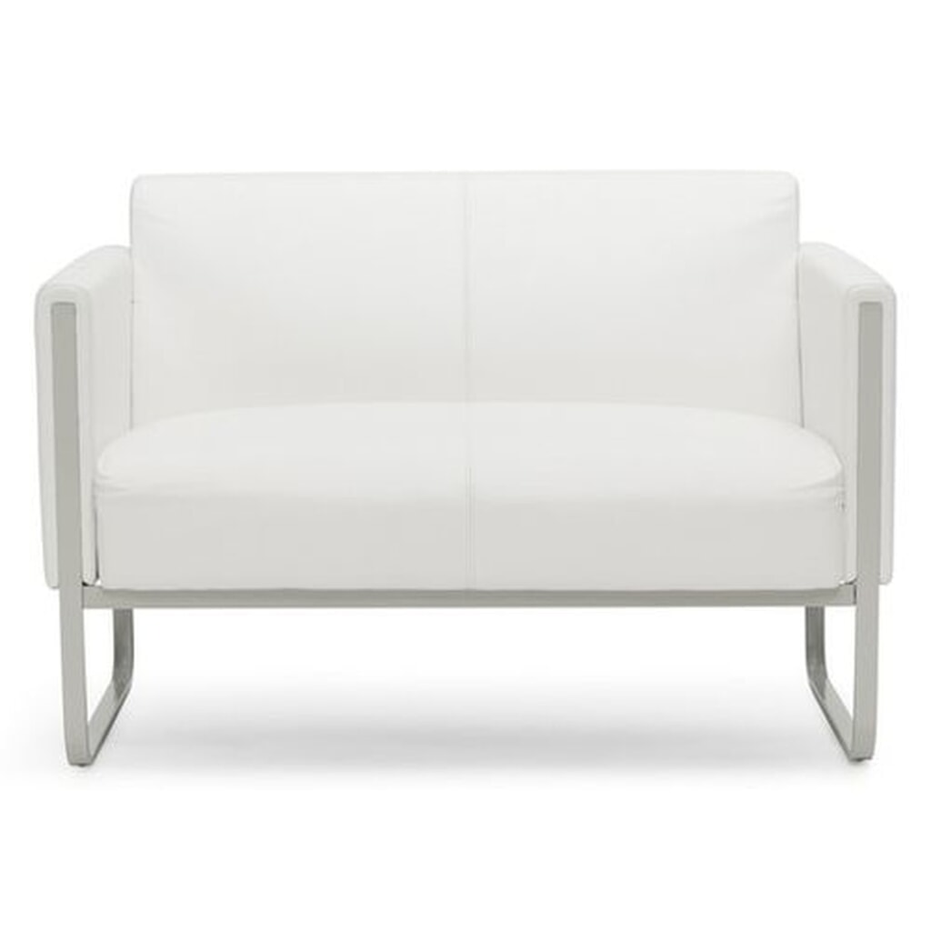 N° de l'image du produit 1 : Canapé lounge hjh OFFICE ARUBA piètement gris clair similicuir, 2 places, blanc
