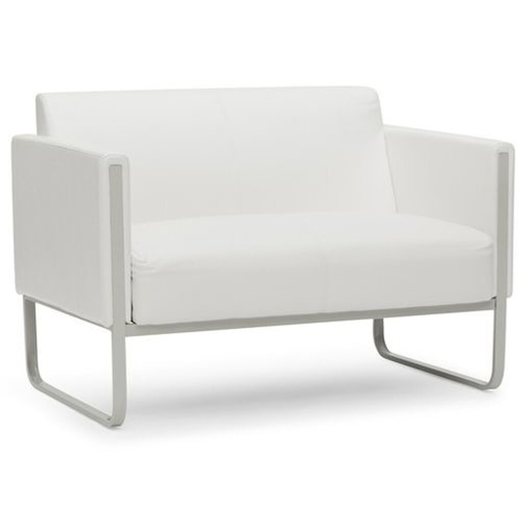 N° de l'image du produit 3 : Canapé lounge hjh OFFICE ARUBA piètement gris clair similicuir, 2 places, blanc