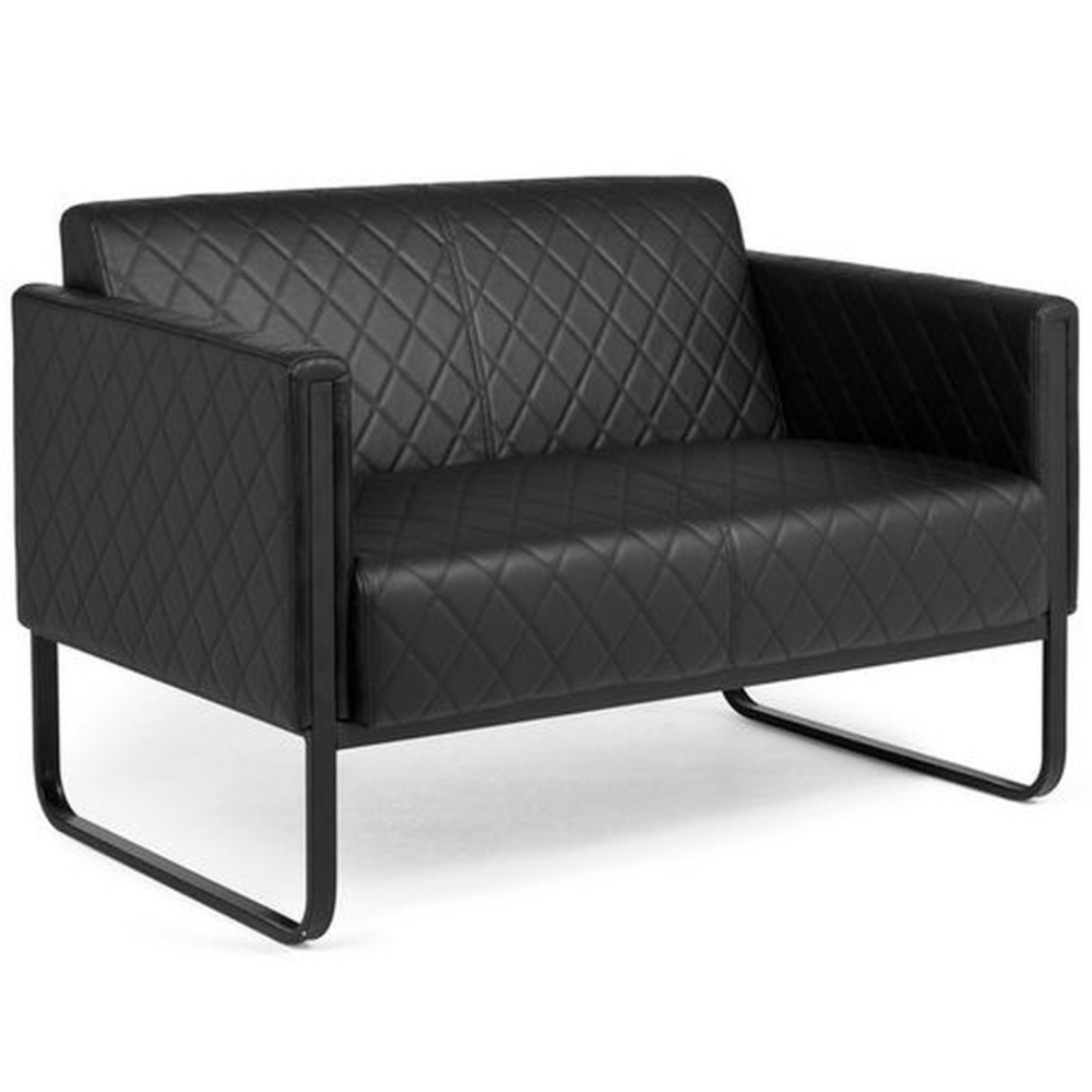 Numéro de l'image du produit 2: Canapé lounge hjh OFFICE ARUBA BLACK piètement noir similicuir, 2 places, noir