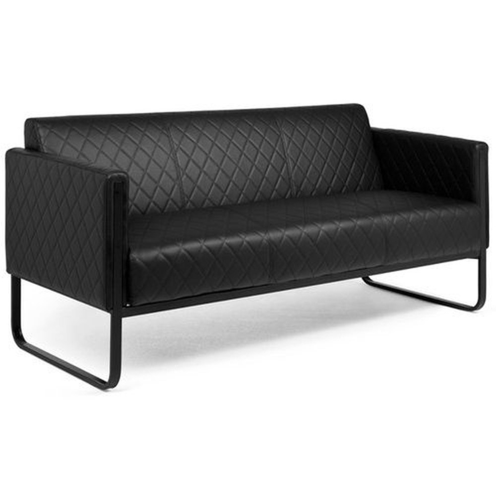 N° de l'image du produit 2 : Canapé lounge hjh OFFICE ARUBA BLACK piètement noir similicuir, 3 places, noir