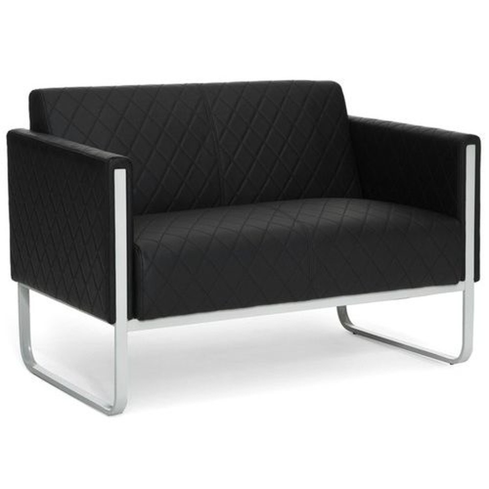 Numéro de l'image du produit 3: Canapé lounge hjh OFFICE ARUBA STEP piètement gris clair similicuir, 2 places, noir