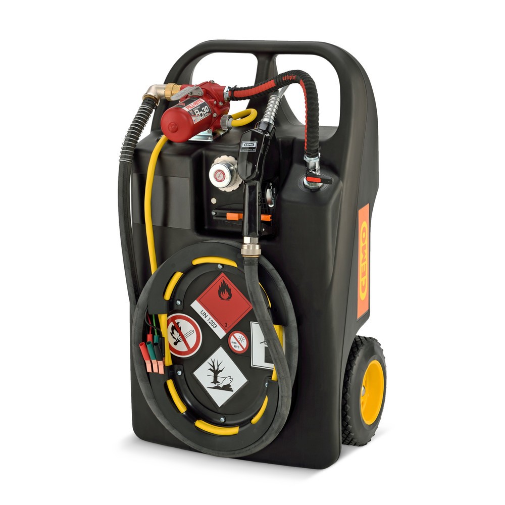 Illustration du produit: Cart ravitailleur essence CEMO en PE, 60 l avec pompe électrique