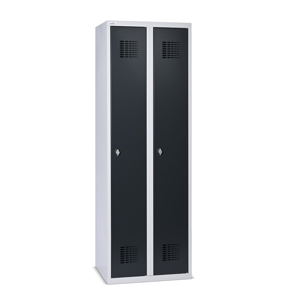 Casier au sol Steinbock®, 2 compartiments, fermeture à pêne tournant, HxlxP 1 800 x 600 x 500 mm, gris clair / gris anthracite Illustration du produit: Casier au sol Steinbock®, 2 compartiments, fermeture à pêne tournant, HxlxP 1 800 x 600 x 500 mm, gris clair / gris anthracite