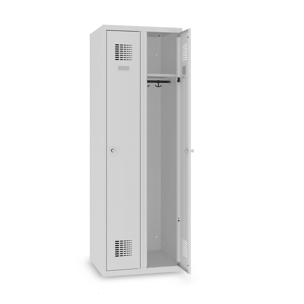 N° de l'image du produit 9 : Casier au sol Steinbock®, 2 compartiments, serrure à cylindre, HxlxP 1 800 x 600 x 500 mm, gris clair / gris clair