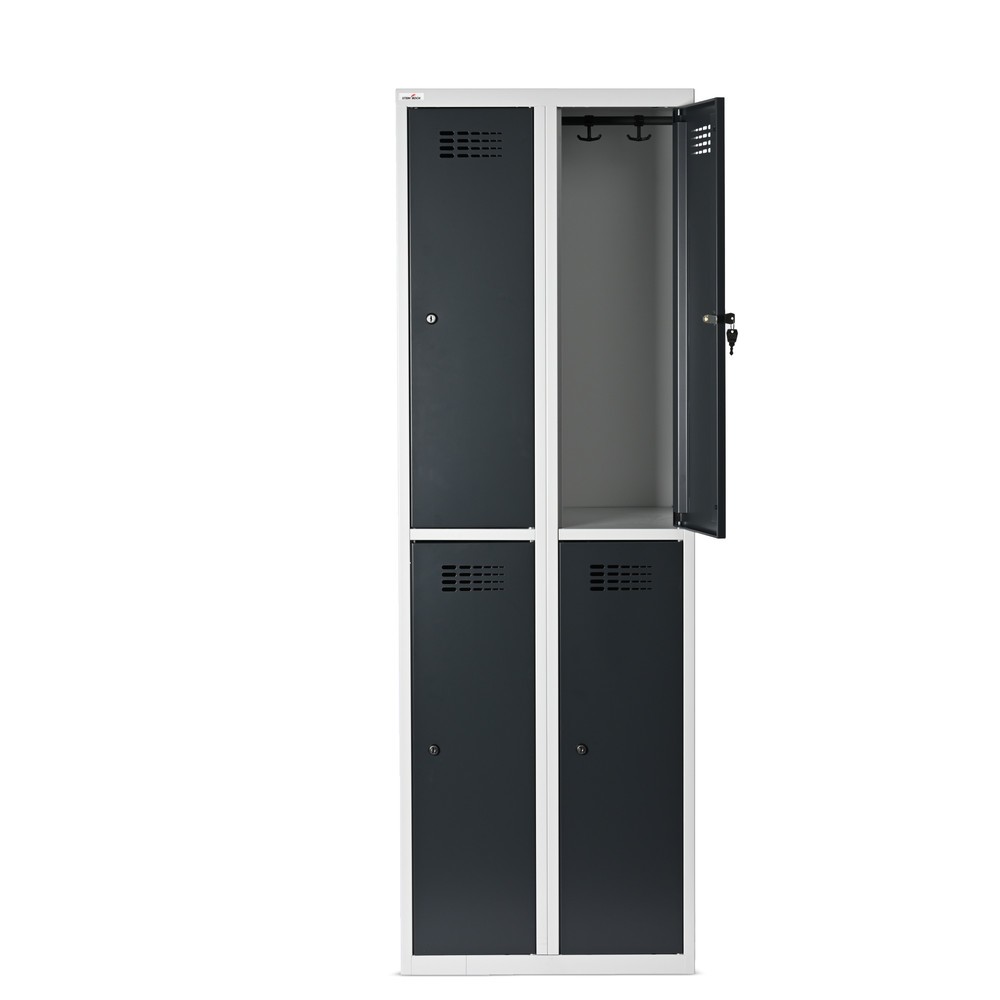 Numéro de l'image du produit 3: Casier au sol Steinbock®, à 2 niveaux, 4 compartiments, serrure à cylindre, HxlxP 1 800 x 600 x 500 mm, gris clair / gris anthracite