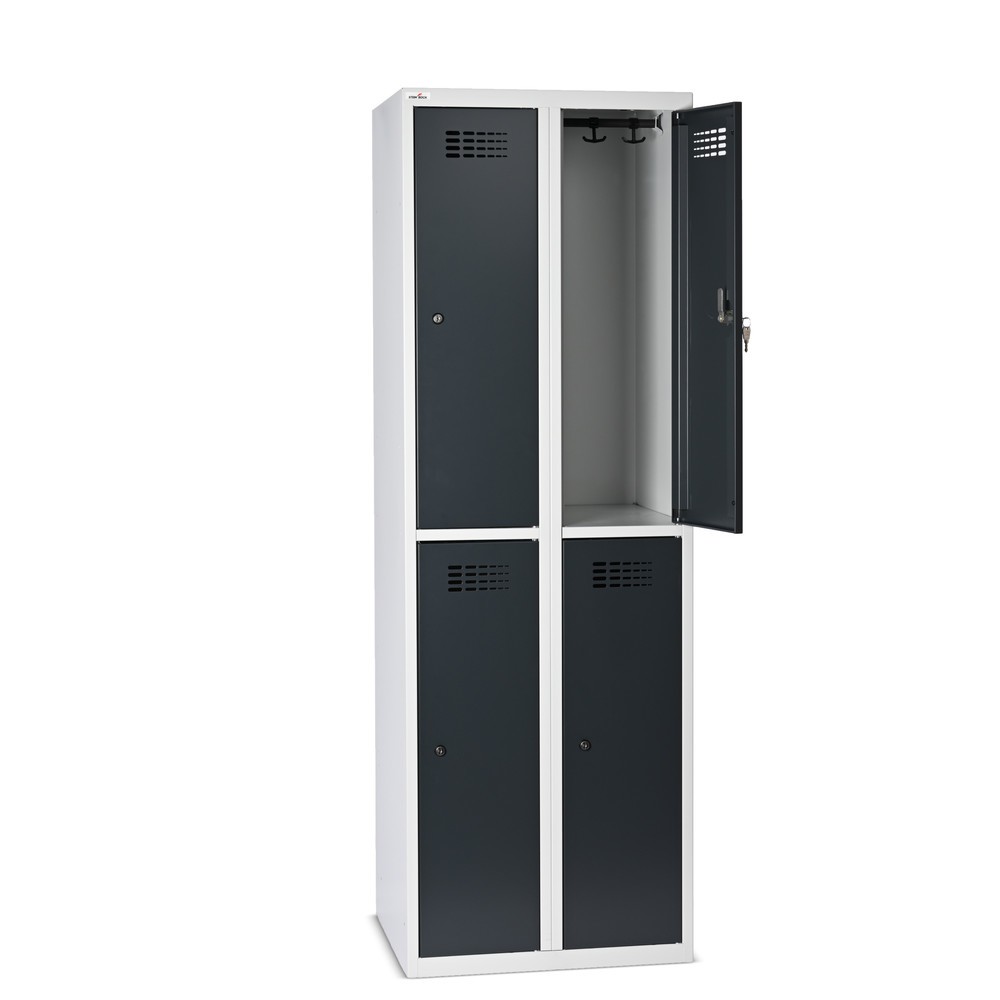 Numéro de l'image du produit 6: Casier au sol Steinbock®, à 2 niveaux, 4 compartiments, serrure à cylindre, HxlxP 1 800 x 600 x 500 mm, gris clair / gris anthracite