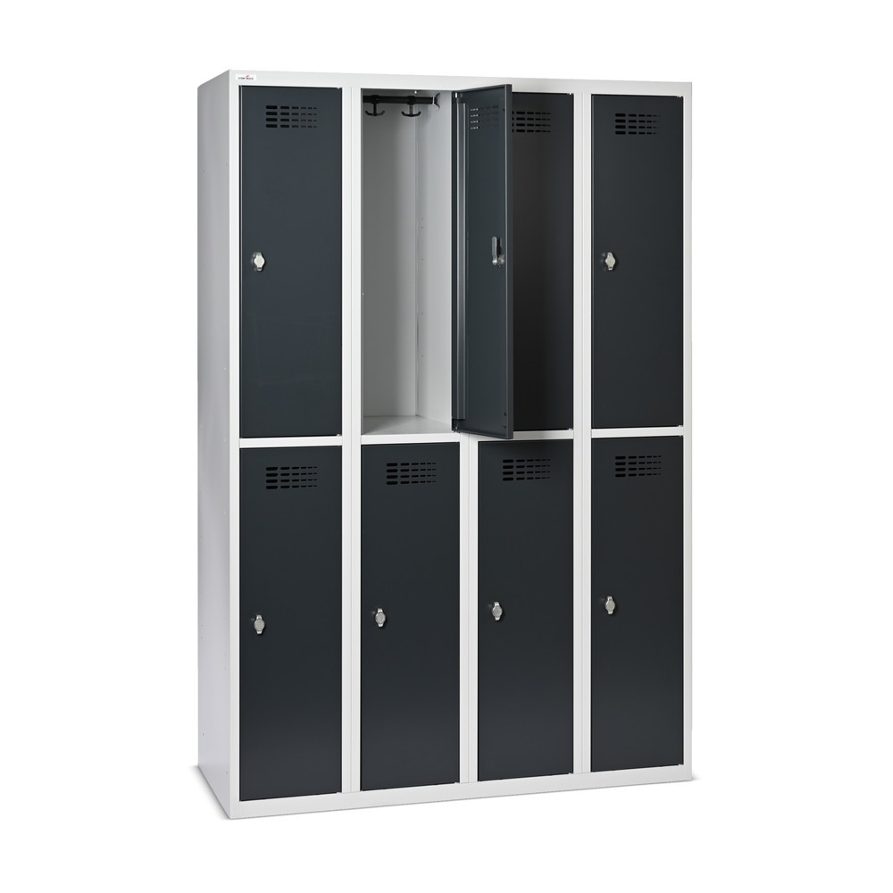 Numéro de l'image du produit 8: Casier au sol Steinbock®, à 2 niveaux, 8 compartiments, fermeture à pêne tournant, HxlxP 1 800 x 1 200 x 500 mm, gris clair / gris anthracite
