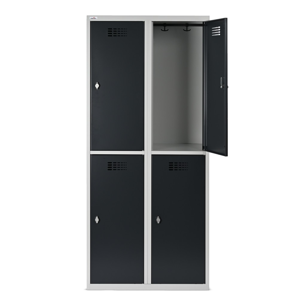 Numéro de l'image du produit 12: Casier au sol Steinbock®, à 2 niveaux, 4 compartiments, fermeture à pêne tournant, HxlxP 1 800 x 800 x 500 mm, gris clair / gris anthracite