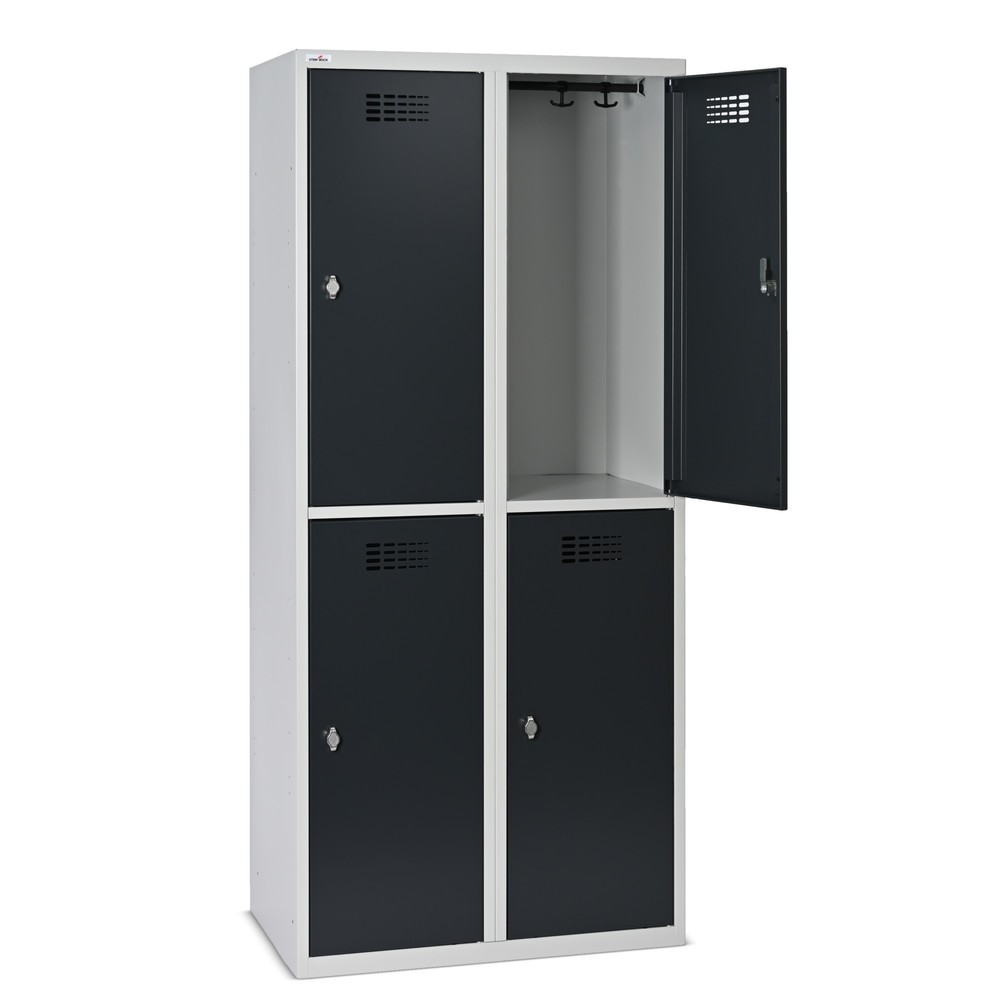 Numéro de l'image du produit 14: Casier au sol Steinbock®, à 2 niveaux, 4 compartiments, fermeture à pêne tournant, HxlxP 1 800 x 800 x 500 mm, gris clair / gris anthracite