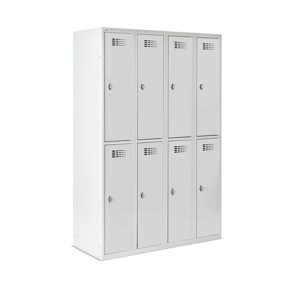 Numéro de l'image du produit 6: Casier au sol Steinbock®, à 2 niveaux, 8 compartiments, fermeture à pêne tournant, HxlxP 1 800 x 1 200 x 500 mm, gris clair / gris clair