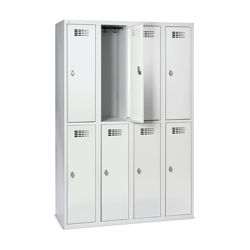 Numéro de l'image du produit 8: Casier au sol Steinbock®, à 2 niveaux, 8 compartiments, fermeture à pêne tournant, HxlxP 1 800 x 1 200 x 500 mm, gris clair / gris clair