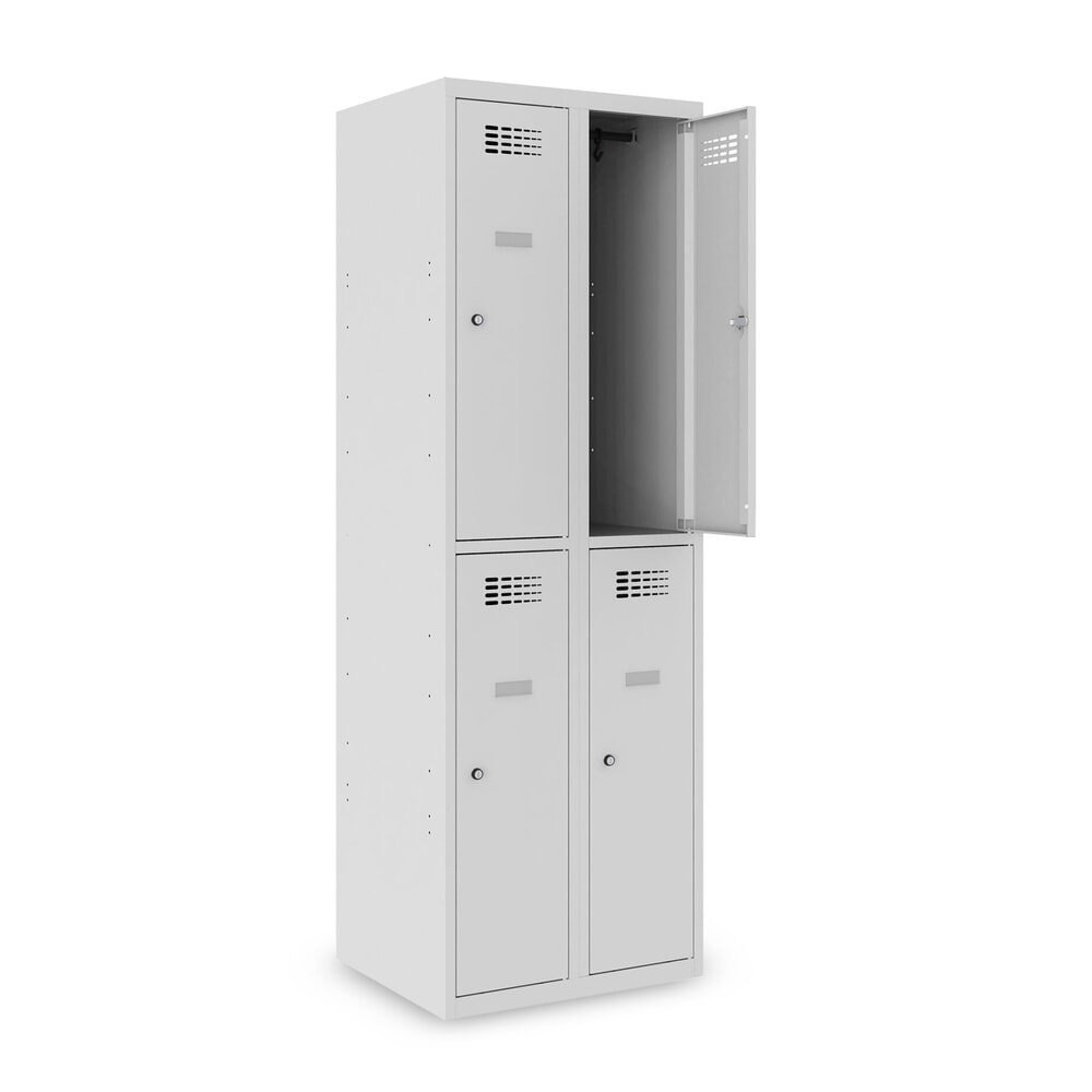 Numéro de l'image du produit 9: Casier au sol Steinbock®, à 2 niveaux, 4 compartiments, fermeture à pêne tournant, HxlxP 1 800 x 600 x 500 mm, gris clair / gris clair