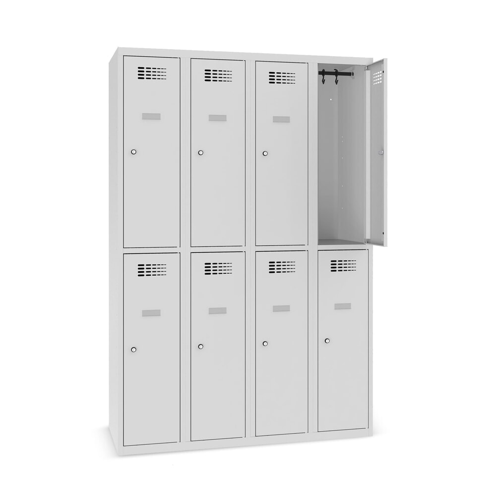 Numéro de l'image du produit 8: Casier au sol Steinbock®, à 2 niveaux, 8 compartiments, serrure à cylindre, HxlxP 1 800 x 1 200 x 500 mm, gris clair / gris clair