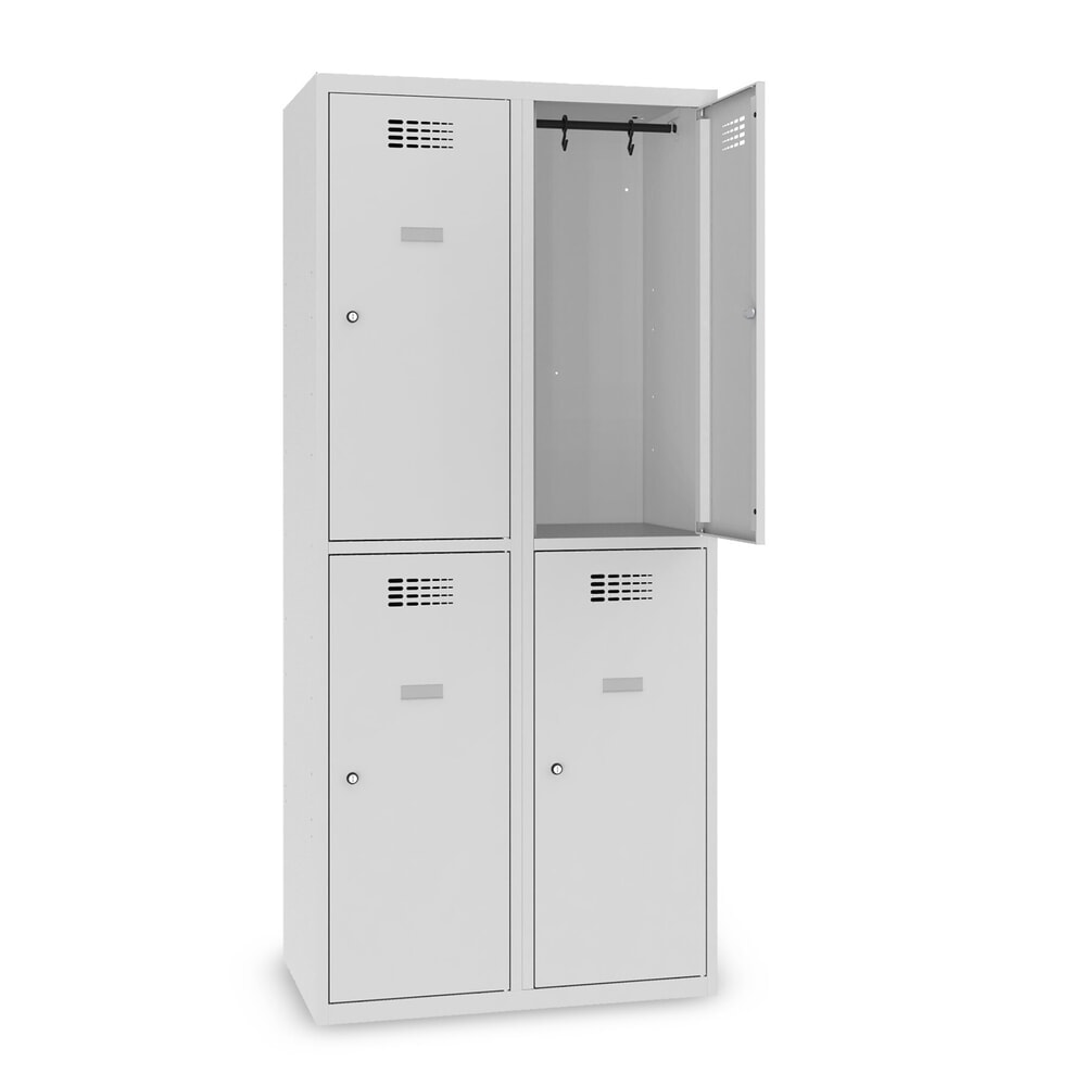 Numéro de l'image du produit 6: Casier au sol Steinbock®, à 2 niveaux, 4 compartiments, serrure à cylindre, HxlxP 1 800 x 800 x 500 mm, gris clair / gris clair