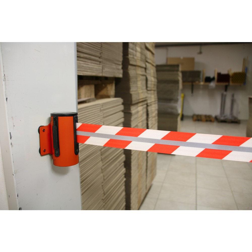Numéro de l'image du produit 3: Cassette à sangle RS-GUIDESYSTEMS® GLW 45-D REFLECTO, montage mural, longueur 2,3 m, largeur 50 mm, boîtier rouge, sangle rouge/blanc