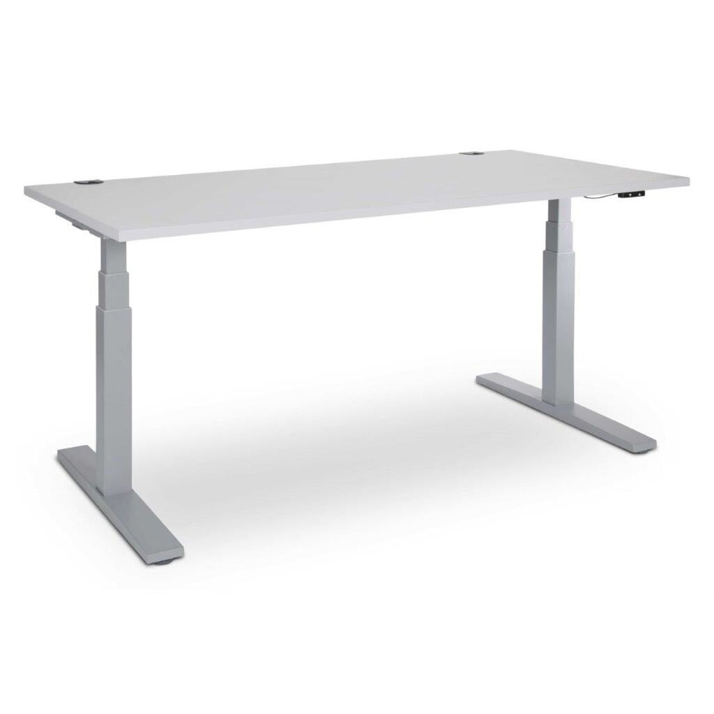 N° de l'image du produit 1 : CEHA Bureau réglable en hauteur électriquement, surface résistante aux rayures, haut. x larg. x prof. 610-1 250 x 1 600 x 800 mm, gris/blanc